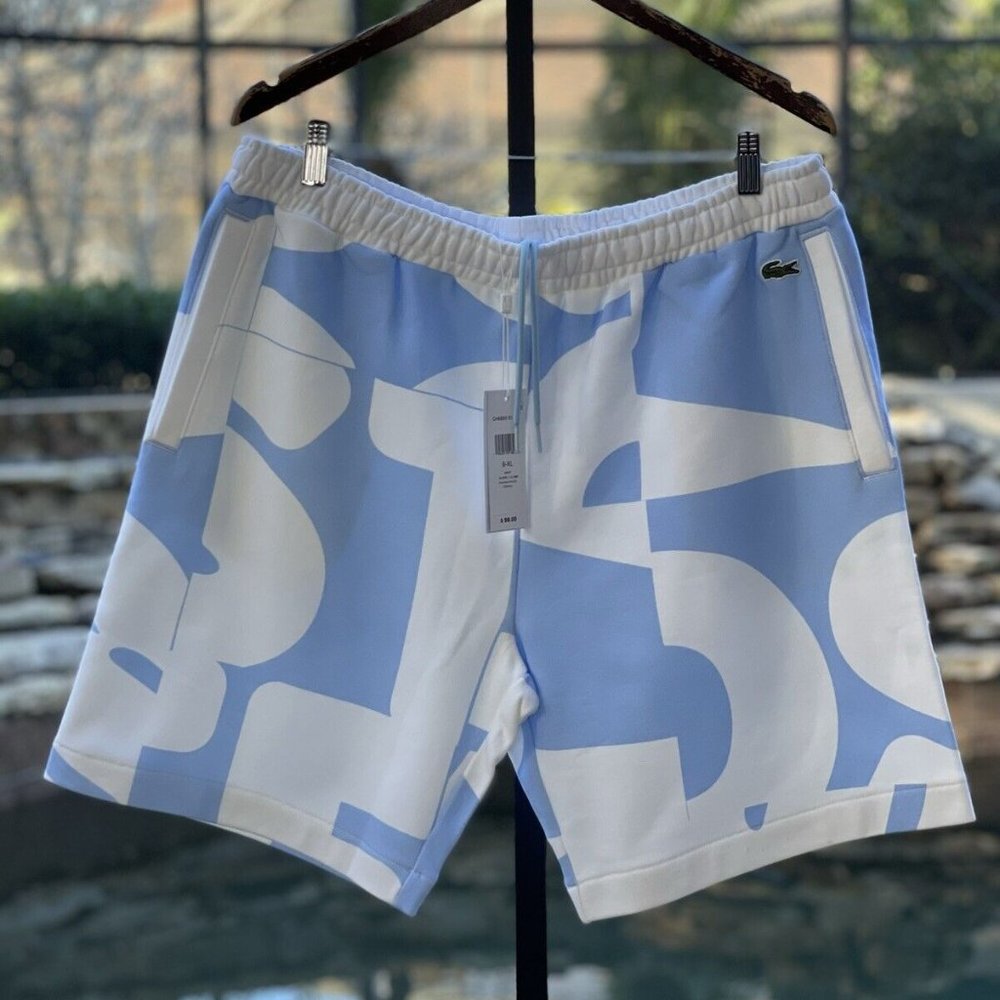 LACOSTE HERITAGE GRAPHIC PRINT COTTON FLEECE SHORTS‎ [GH6693] (X-LARGE)